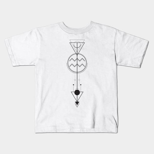 Aquarius Arrow - Geometric Astrology Kids T-Shirt by alcateiaart